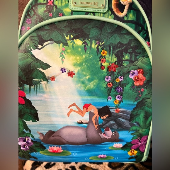 💙💚NWT-Loungefly Disney Jungle Book Bare Necessities Backpack💙💚 - Picture 6 of 13